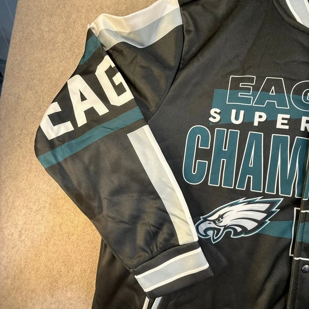 Philadelphia Eagles Super Bowl LIX Champions Jacket Mens XL Black Varsity Bomber